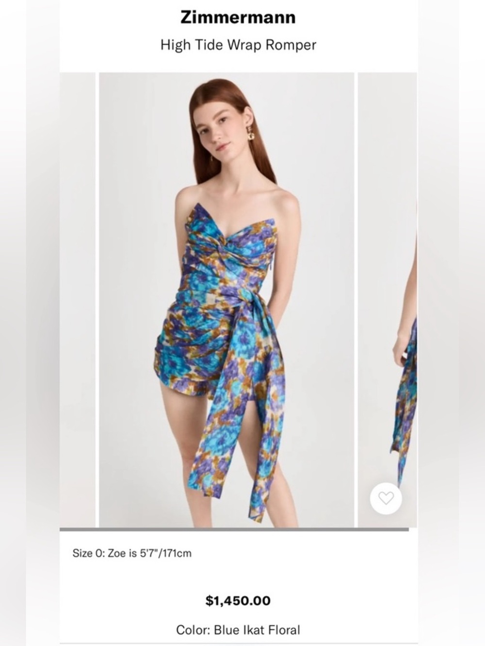 Zimmermann High Tide Wrap Romper - Blue Ikat Floral